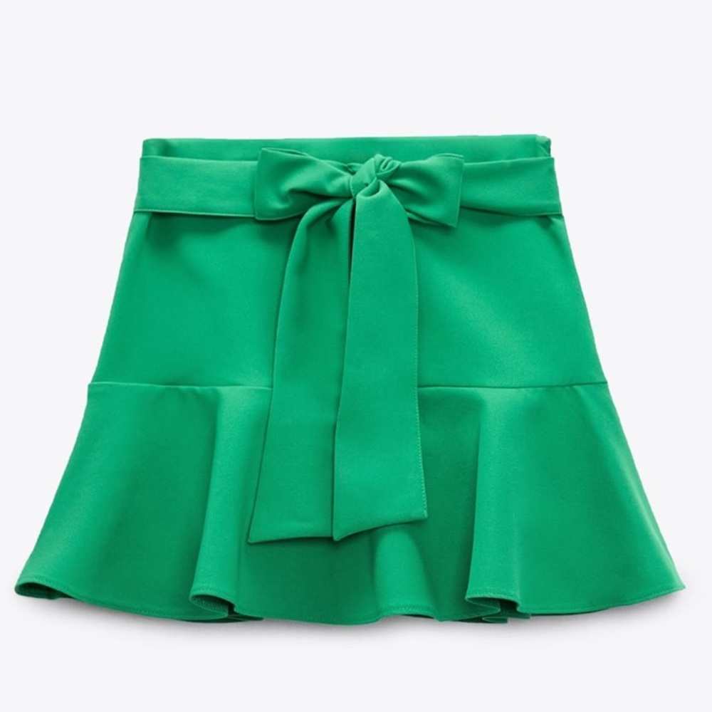 Zara Green Bow Trim Skort - Small